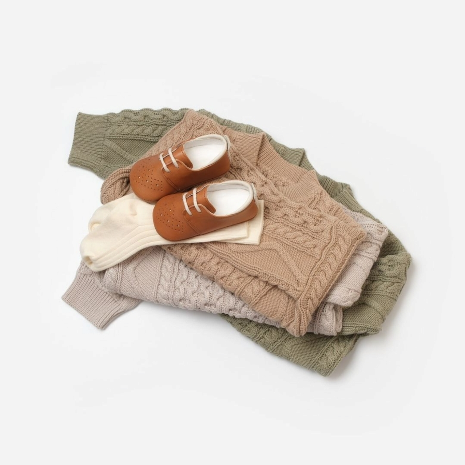 Earth tone knit baby sweater - Liam & Lilly