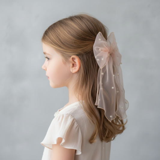 Blush pearl bow