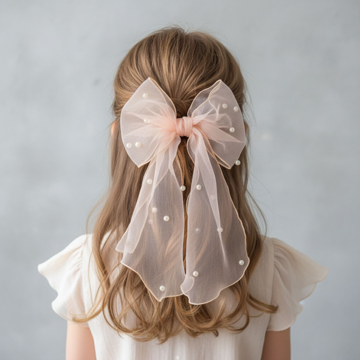 Blush pearl bow