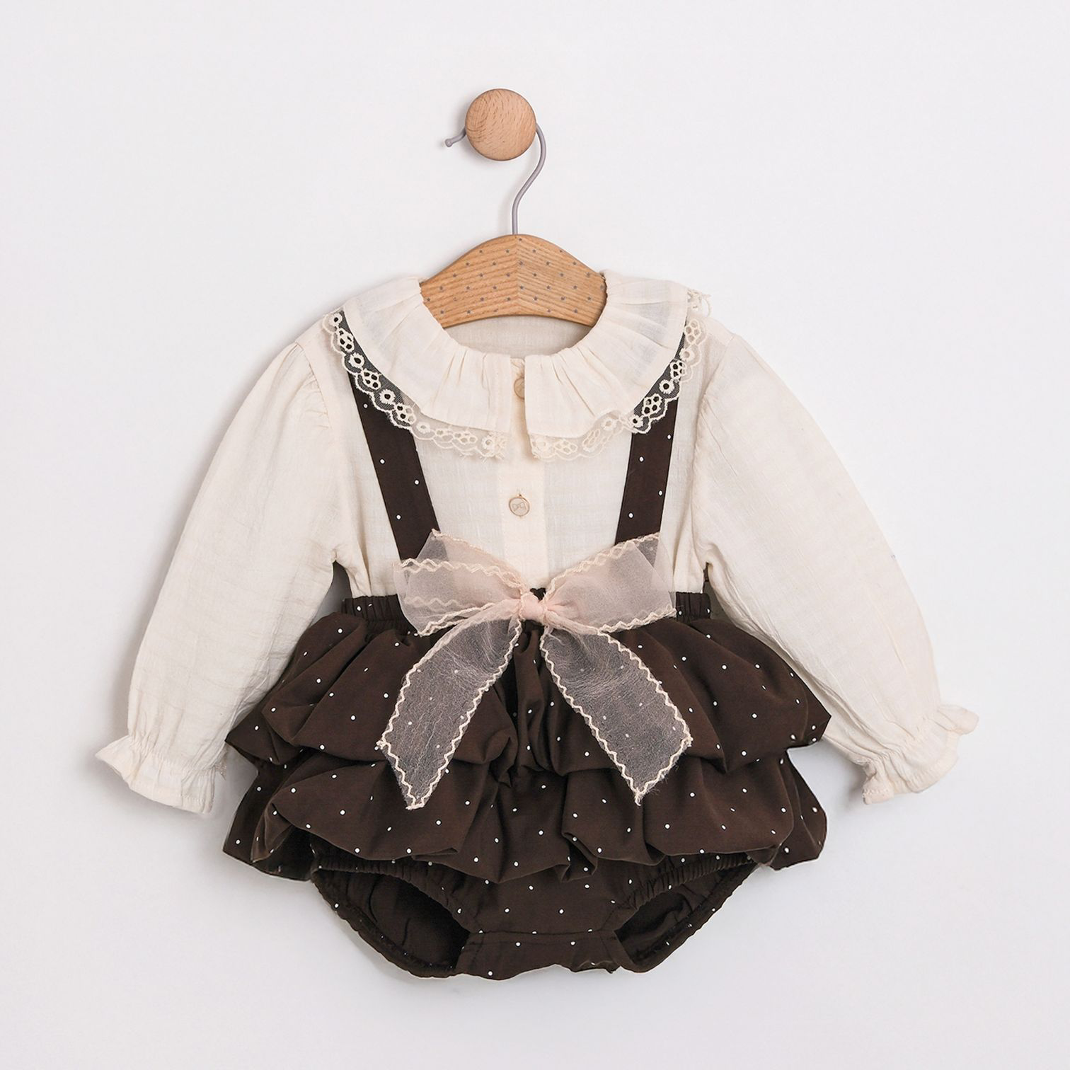 Chocolate ruffle romper