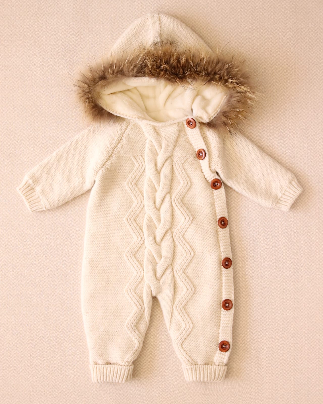 Creme onesie with fur