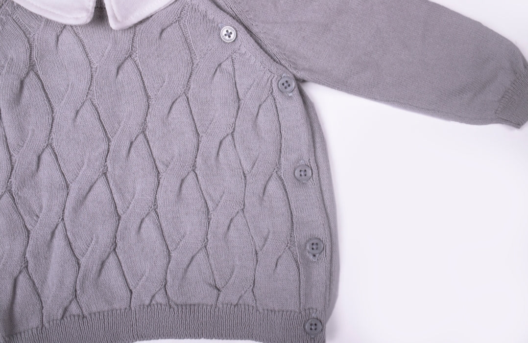 Cable-knit grey set baby boy