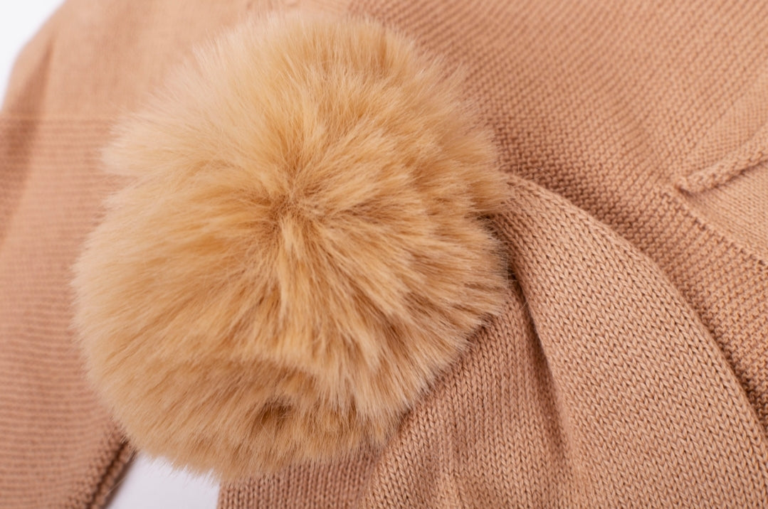 Caramel baby tracksuit with fluffy hat