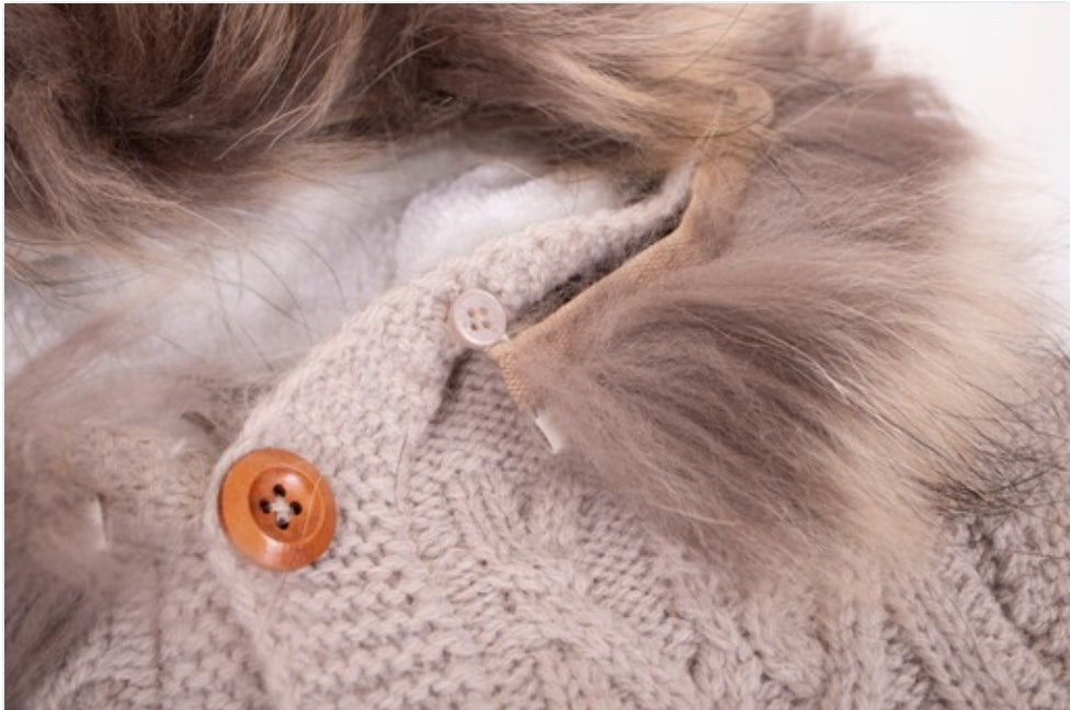 Juimpsuit taupe with fur - Liam & Lilly