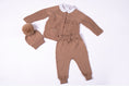 Load image into Gallery viewer, Caramel baby tracksuit with fluffy hat
